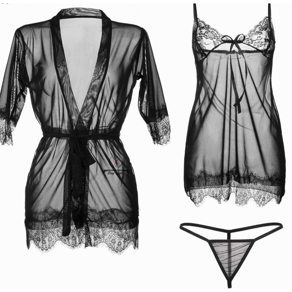 (BISA COD )Longnight lingerie sexy baju tidur sexy lingerie / Baju Tidur Hot Binal Sexy Transparant 