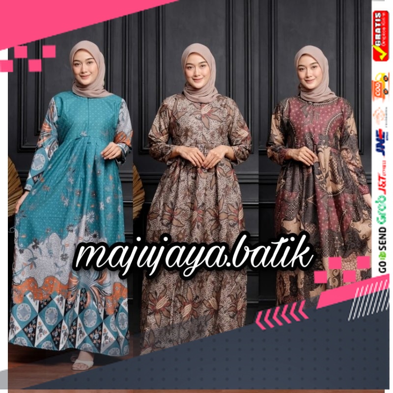 BAJU GAMIS MODEL BARU TERMURAH STYLE TRENDY /MS GAMIS BATIK SRIWEDARI MAXI BUMIL/BUSUI KATUN SOGAN A