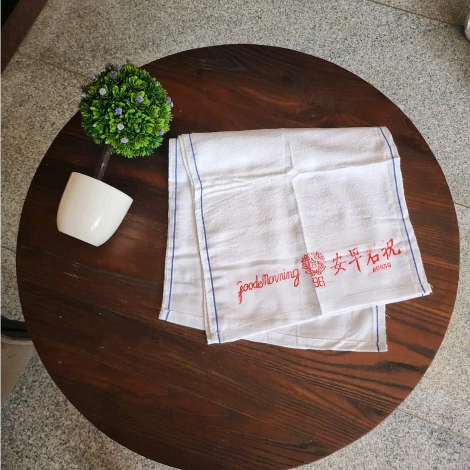 Isi 3pcs Handuk Muka / Handuk Leher Good Morning / Handuk Putih Kecil/Handuk Salon