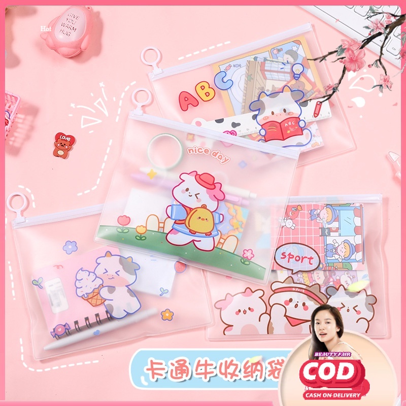

[BF] ZIPPER BAG TRANSPARAN COWY COW MOTIF KARAKTER LUCU TEMPAT PENSIL POUCH ZIP LOCK KOREA / TEMPAT PENSIL ZIPLOCK MURAH