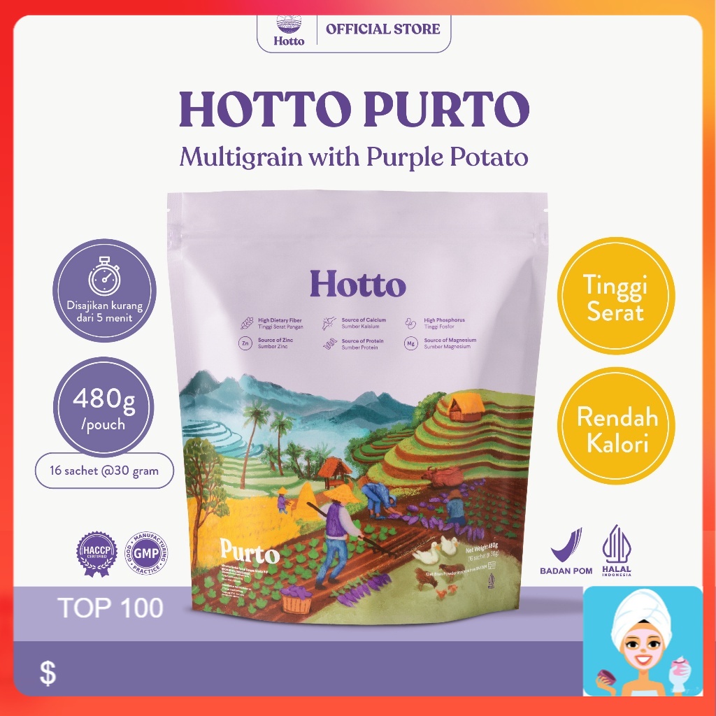 

[ML] AMAN UNTUK KOLESTROL, DIABETES, MAAG || HOTTO PURTO WITH PURPLE POTATO 1 POUCH (16 SACHET)