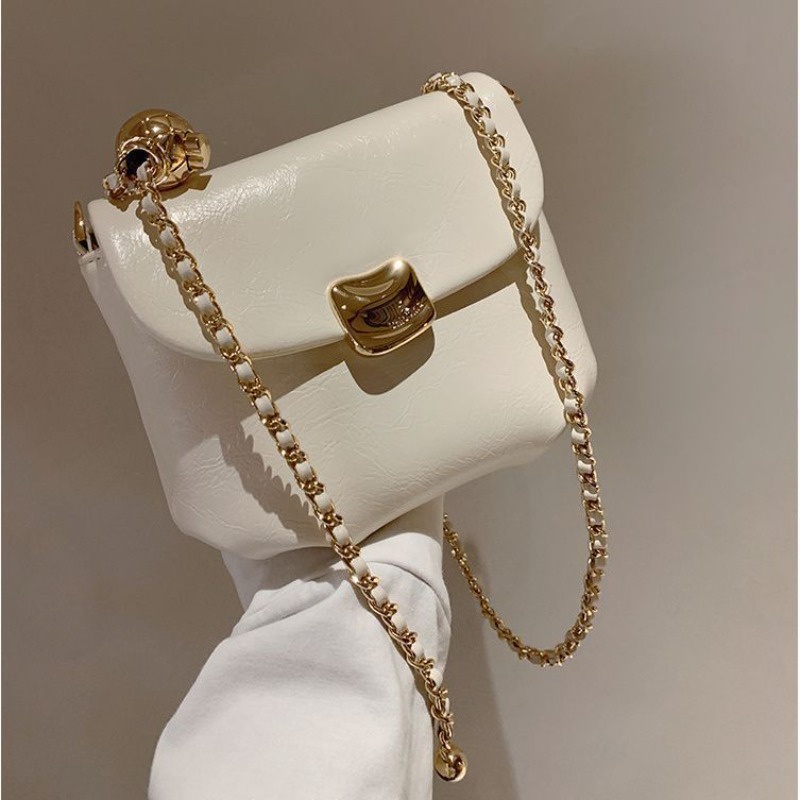 Bag Cream Cube Tas Persegi Kecil Wanita  Baru Asli Niche Rantai Tas Bahu Messenger Tas