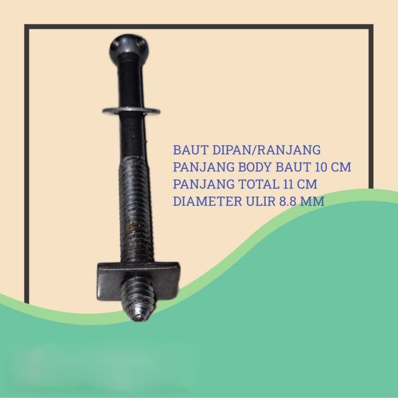 BAUT RANJANG / DIPAN PANJANG 10 CM DIAMETER ULIR 8.8 MM