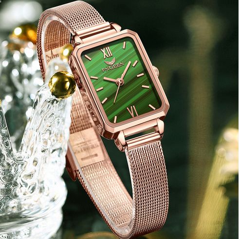 CIELO Jam Tangan Wanita Hijau 2023 Fashion Light Luxury Jam Tangan Vintage Square Kecil Jam Tangan Sederhana Wanita Jam Tangan Korea Niche Populer Anti Air dan Anti Gores Stainless Steel