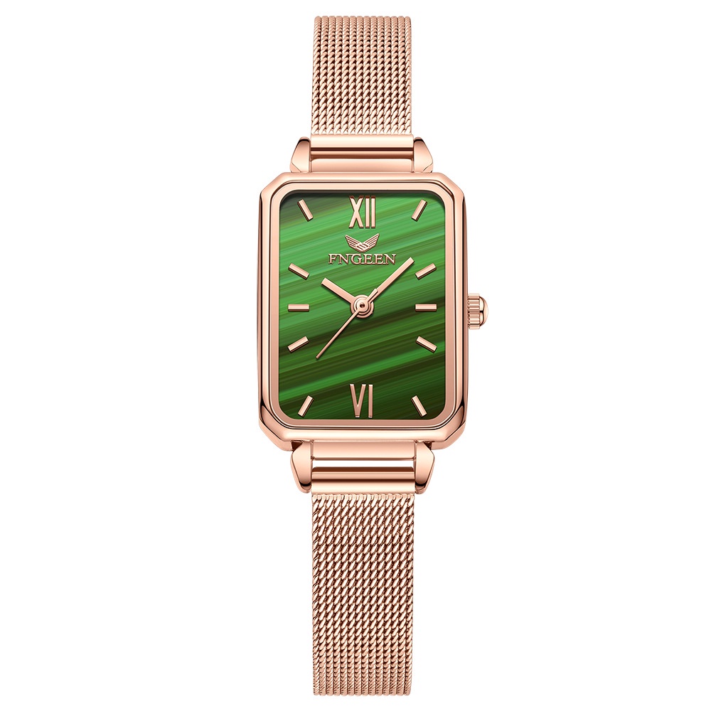 CIELO Jam Tangan Wanita Hijau 2023 Fashion Light Luxury Jam Tangan Vintage Square Kecil Jam Tangan Sederhana Wanita Jam Tangan Korea Niche Populer Anti Air dan Anti Gores Stainless Steel