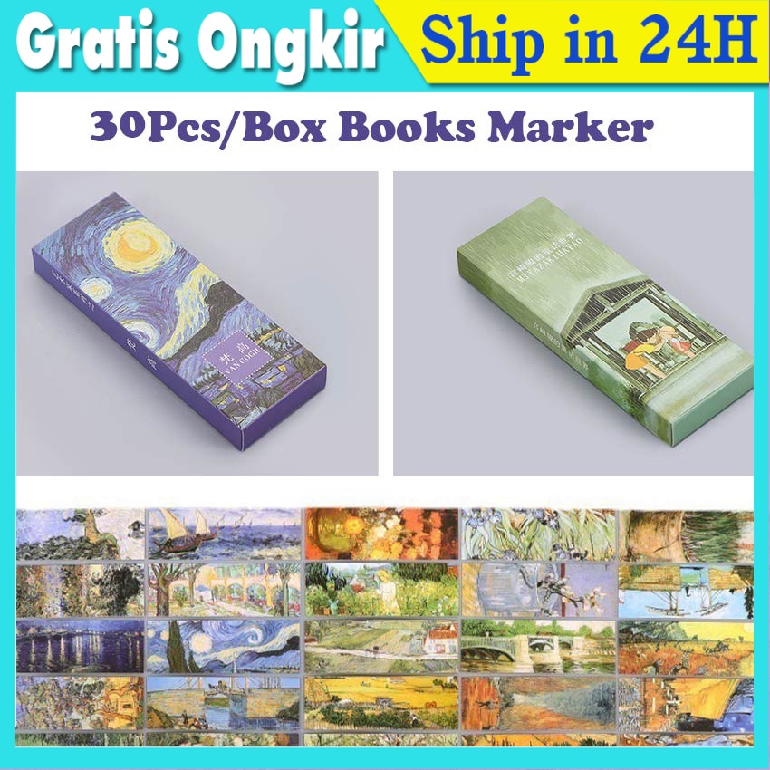 

30pcs / Set Pembatas Buku Kertas Aesthetic - Desain Miyazaki Hayao / Van Gogh