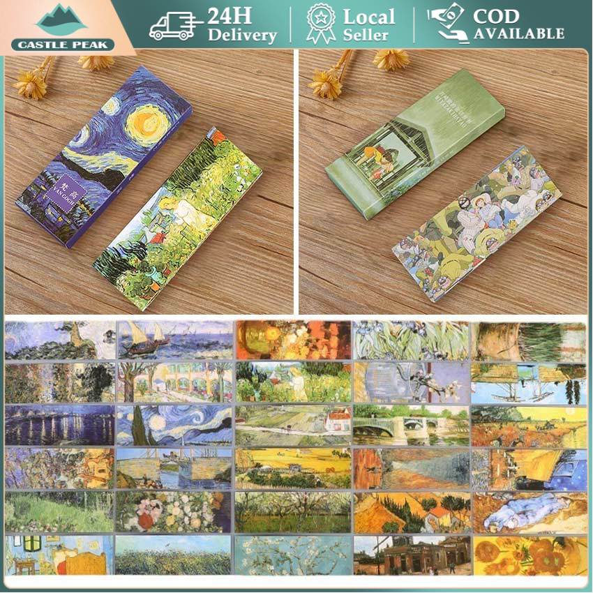 

30pcs / Set Pembatas Buku kertas aesthetic - Desain Miyazaki Hayao / Van Gogh Kreatif Untuk Sekolah / Kantor