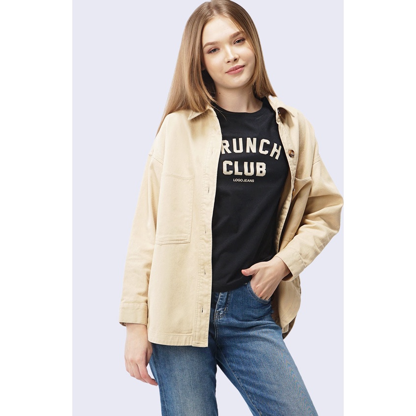 Logo Jeans Sweater Outer  Wanita Stephanie Ecru Cream 34403L5CM