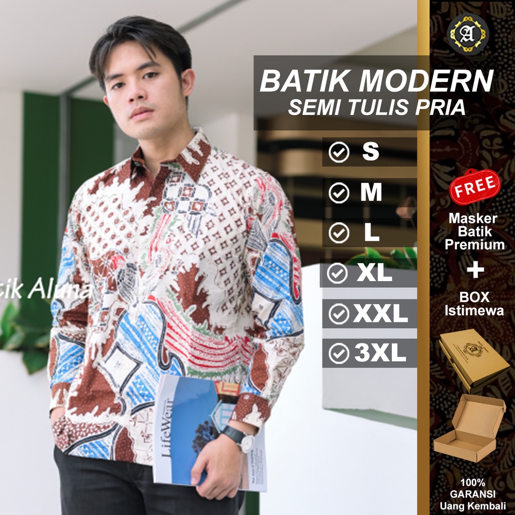 Baju Batik Pria Semi Tulis Terbaru Sutra Motif Klasik Saput Furing Dewasa Jumbo Halus Lengan Muda La