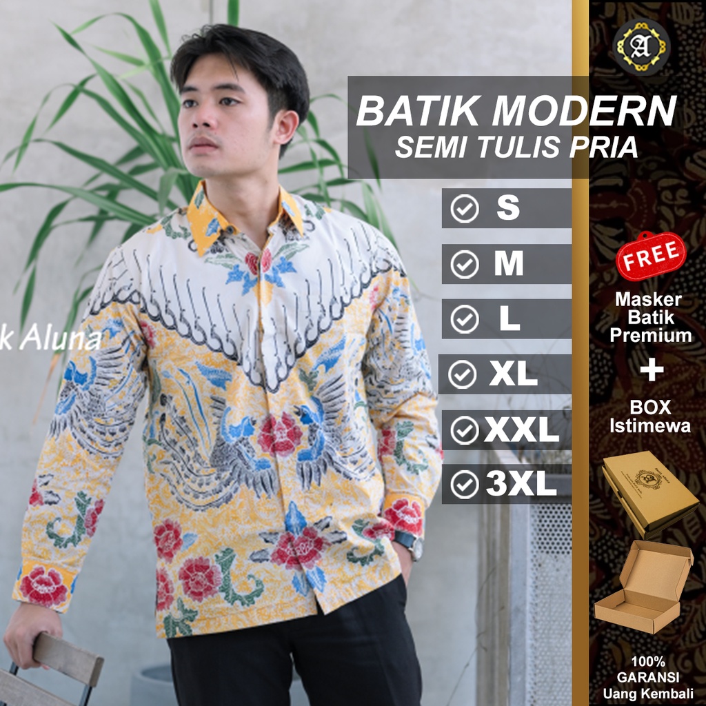 Baju Batik Pria Semi Tulis Laki Motif Panjang Sutra Hem Cap Dewasa Klasik Kemeja Pekalongan Anak Cou
