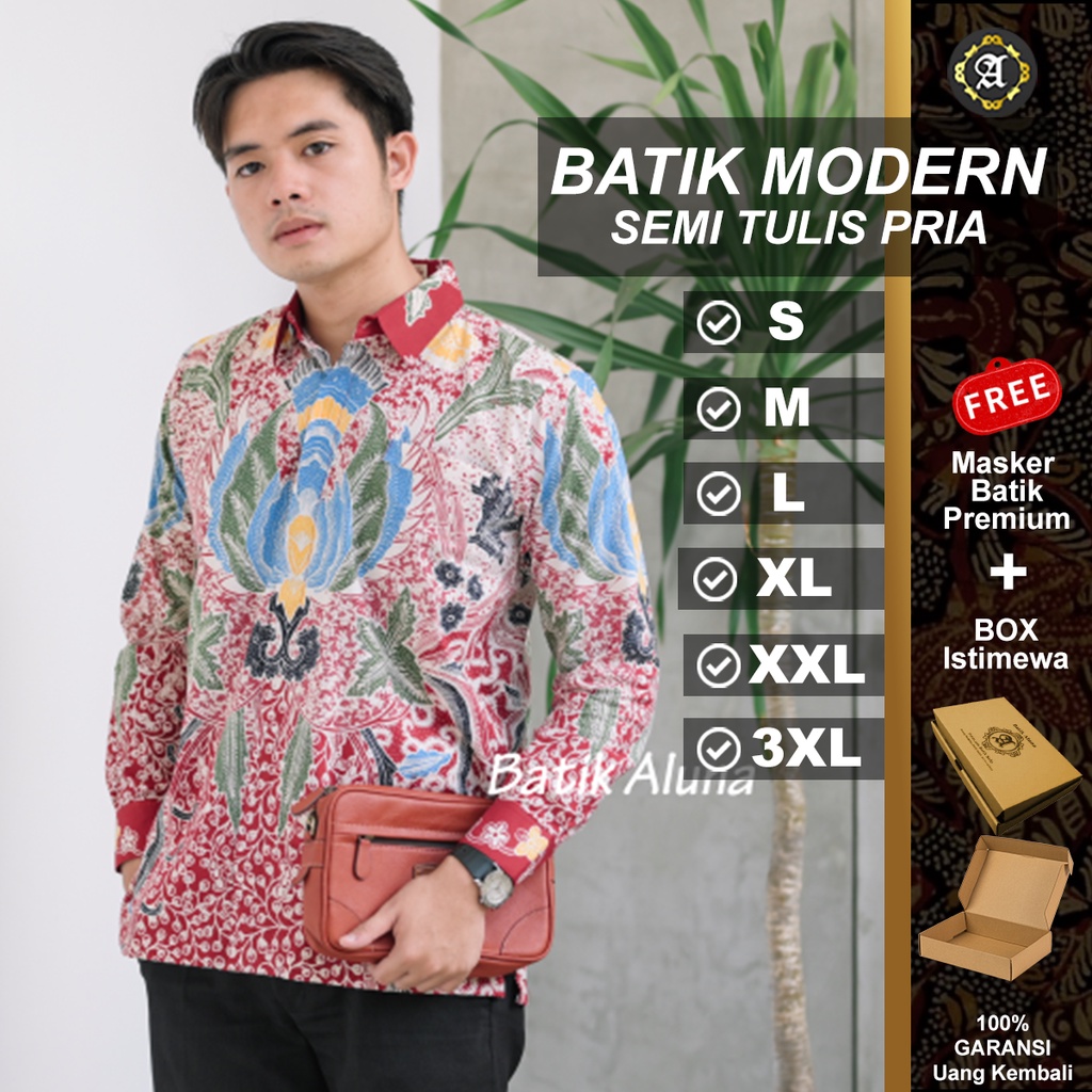Baju Batik Pria Semi Tulis Saput Katun Muda Laki Ayah Kain Klasik Lengan Panjang Anak Terbaru Jumbo 