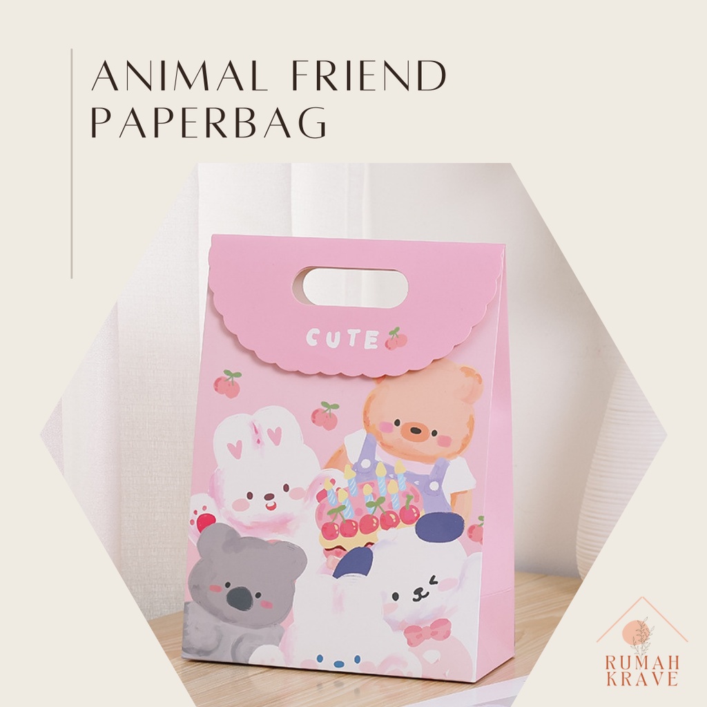 

RUMAH KRAVE - Animal Paperbag Anak Lucu Kartun Tas Hadiah Kado