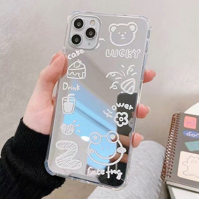 SAMSUNG GALAXY S21, S21 ULTRA - CUTE MIRROR KIDS WHITE DRAW SOFT CASE - S21