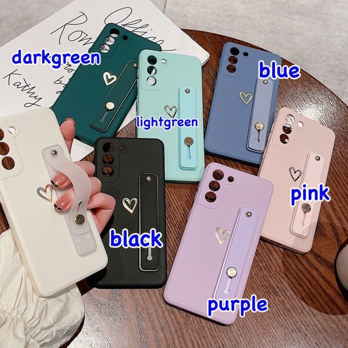 SAMSUNG GALAXY A7 2018, A32 4G - HEART LOVE HOLDER STAND CASE CASING - A7 2018. DARKGR