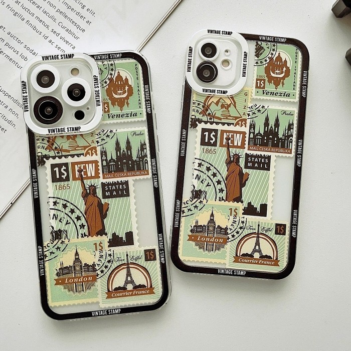 SAMSUNG A50, A50S - VINTAGE STAMP CITY GREEN SOFT CASE CASING - A50