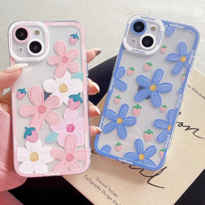 SAMSUNG A31, A51 4G, A71 4G - LOVELY FLOWERS SOFT CLEAR CASE CASING - A31. PINK