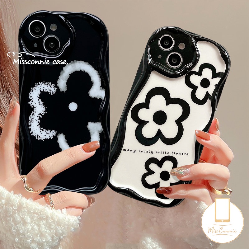 Casing Tepi Bergelombang 3D Bunga Sederhana Iphone 7 Iphone 8 7 Plus 8 Plus Iphone XS XR XS MAX SE 2
