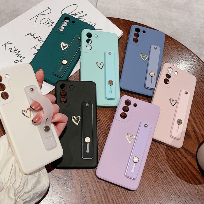 SAMSUNG GALAXY S22, S22 PLUS, S22 ULTRA -HEART LOVE HOLDER CASE CASING - S22 ULTRA. BLUE