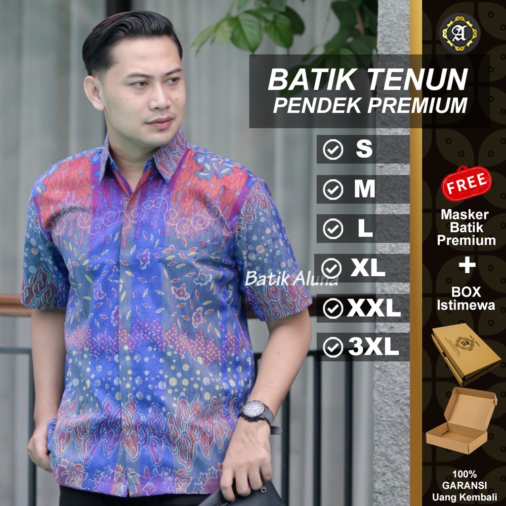 Baju Batik Pria Tenun Lengan Pendek Toraja Cowok Etnik Asli Tangan Keishan Kantor Atasan Motif Koko 
