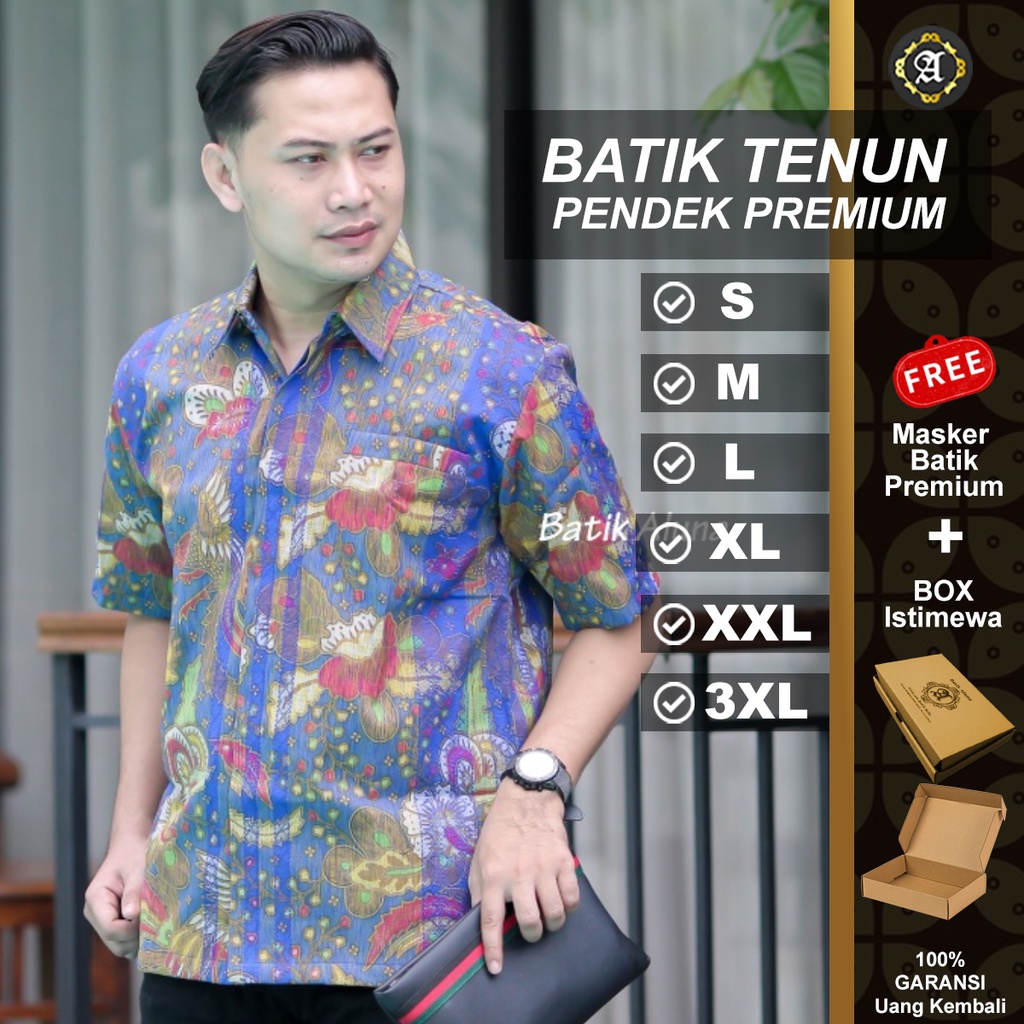 Baju Batik Pria Tenun Lengan Pendek Songket Furing Koko Asli Keishan Motif Katun Full Outer Cowok Wa