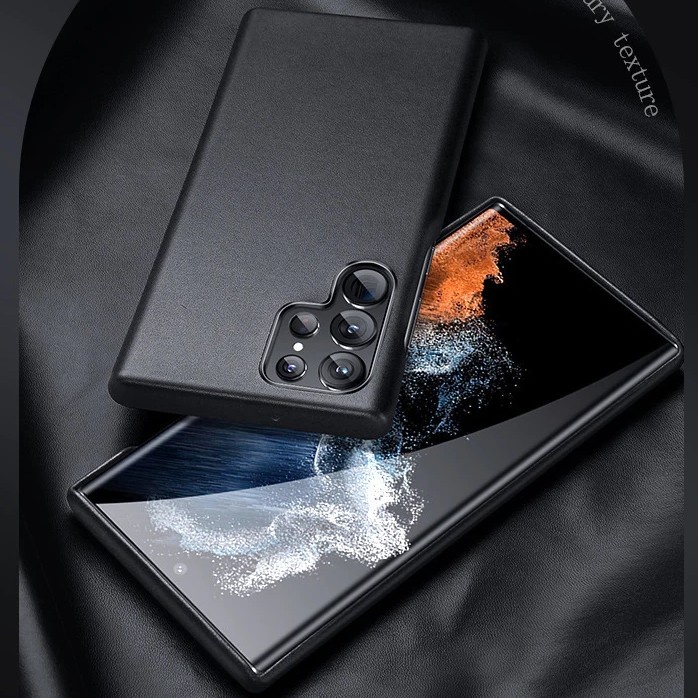 Samsung Galaxy S22 Ultra - Case Luxury Leather Business Cover Black - S22 ULTRA