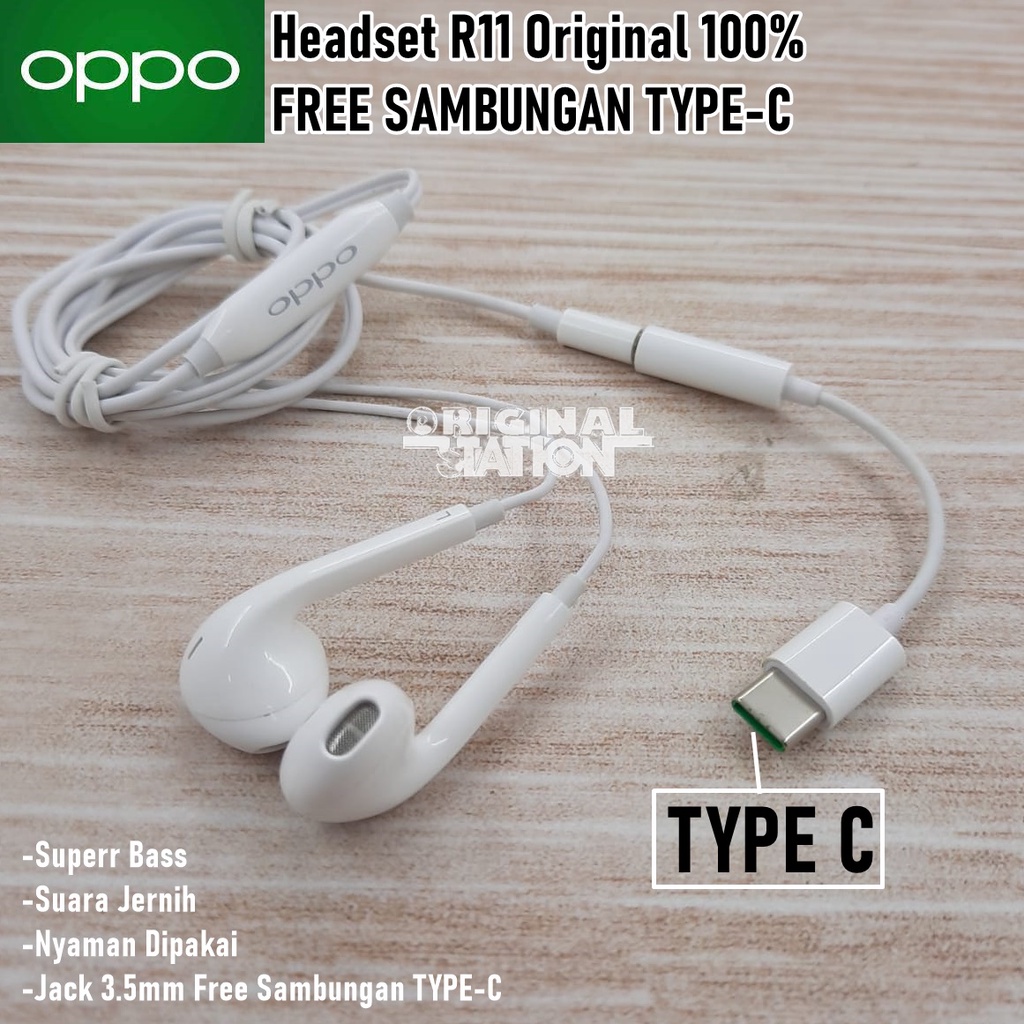 OPPO Headset R11 TYPE-C Super Bass For Oppo Find N ,Find X , Find X2 , Find X2 Pro, Find X2 Neo ,Fin