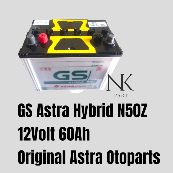 Aki Mobil GS Astra Hybrid N50Z 55D26R 60Ah Accu Basah Siap Pakai
