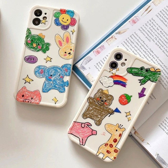 IPHONE X/XS, XR, XS MAX - KIDS DRAW CUTE ANIMAL SOFT CASE CASING - IP X/XS. A