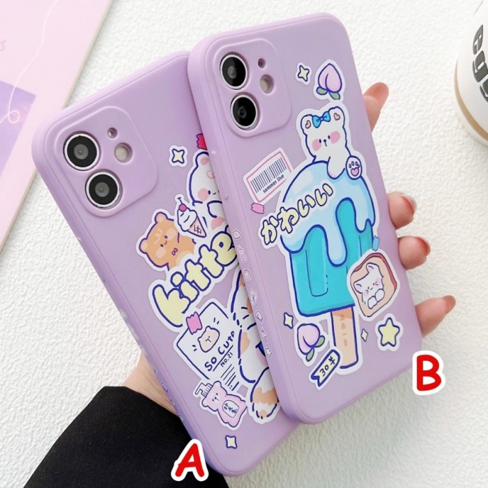 RENO 4, RENO 4F, RENO 5, RENO 5F - LILAC ICE CREAM KITTEN CASE CASING - RENO 4. A