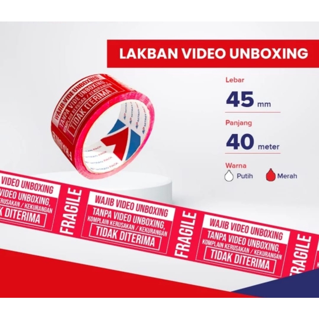 

LAKBAN UNBOXING FRAGILE 40 Meter x 45mm MITRAN PACK MERAH 40METER FULL