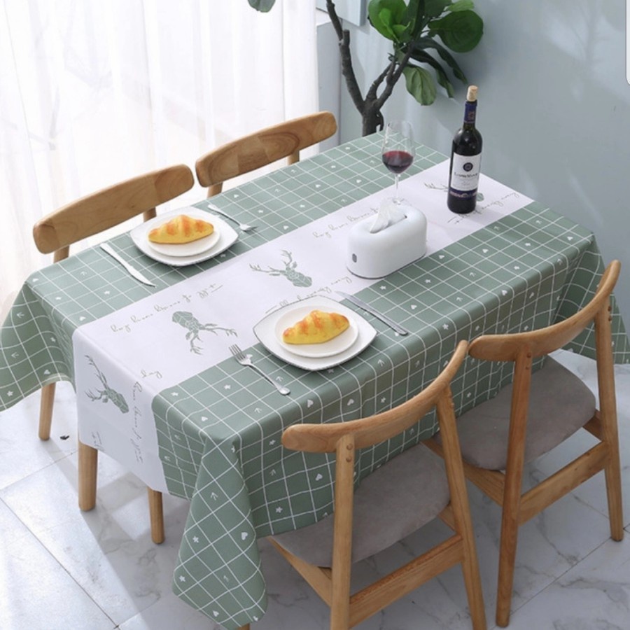 taplak meja aesthetic meja makan minimalis 4 kursi anti air tamu mewah meja bulat plastik panjang ta