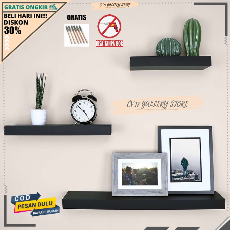 Rak  Ambalan Hambalan Papan Tak Hiasan Tempat penyimpanan Pot Bunga Buku Alquran make up Makeup Kosm