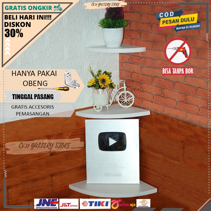 Rak Papan Ambalan Hambalan Hiasan Dekorasi Tempat penyimpanan Buku Bunga Kosmetik make up Bumbu Spea