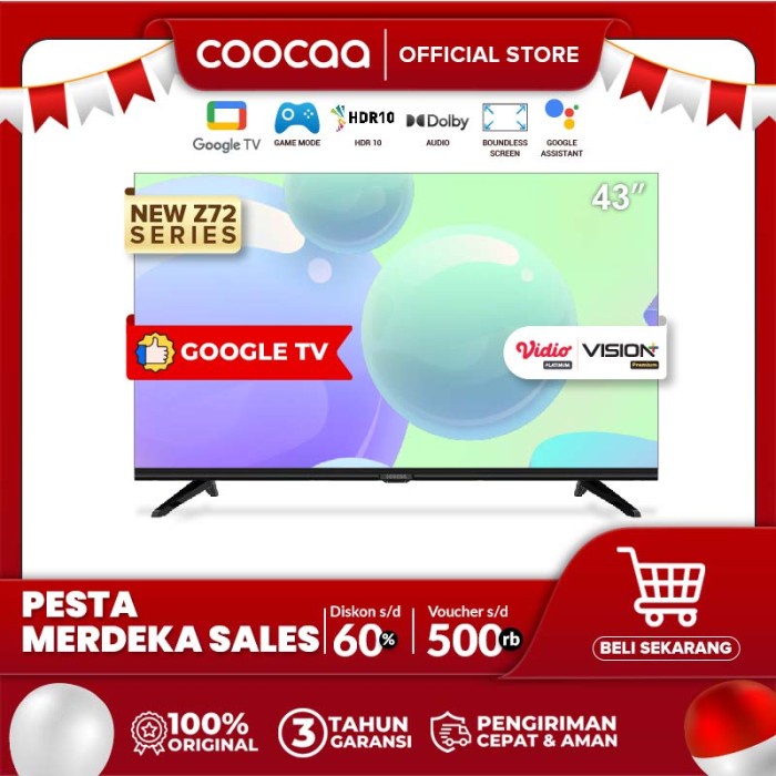 [Google TV] COOCAA 43 Inch Smart LED TV - Flicker Free (COOCAA 43Z72)