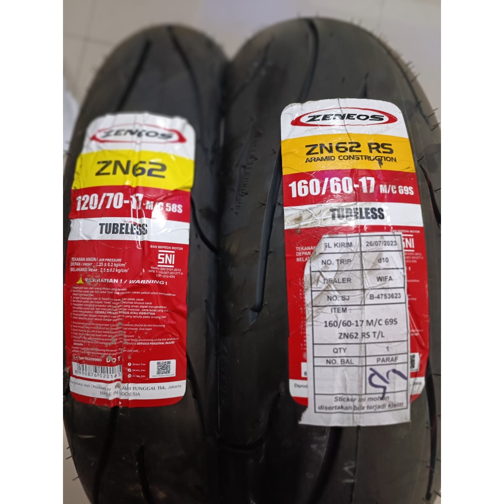 ( PAKET 2 BAN RING 17) ZN 62 & ZN62RS (120 70 17 zn 62 dan 160 60 17 zn62 RS ) ZENEOS TL FREE PENTIL