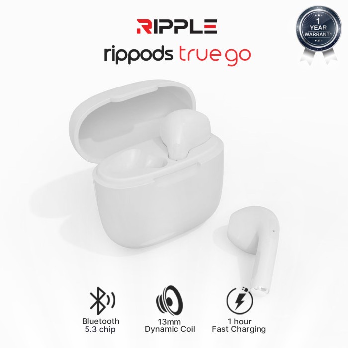 Ripple Rippods True Go TWS Headset Bluetooth Earphone Mini Earbuds - Putih