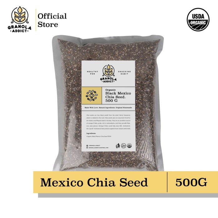

BEST SELLER ! Black Chia Seed Mexico Organic / Organik 500G - Granola Addict Ingredi