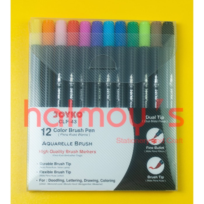 

SPIDOL BRUSH PEN / PENA KUAS WARNA JOYKO CLP 43 12 WARNA