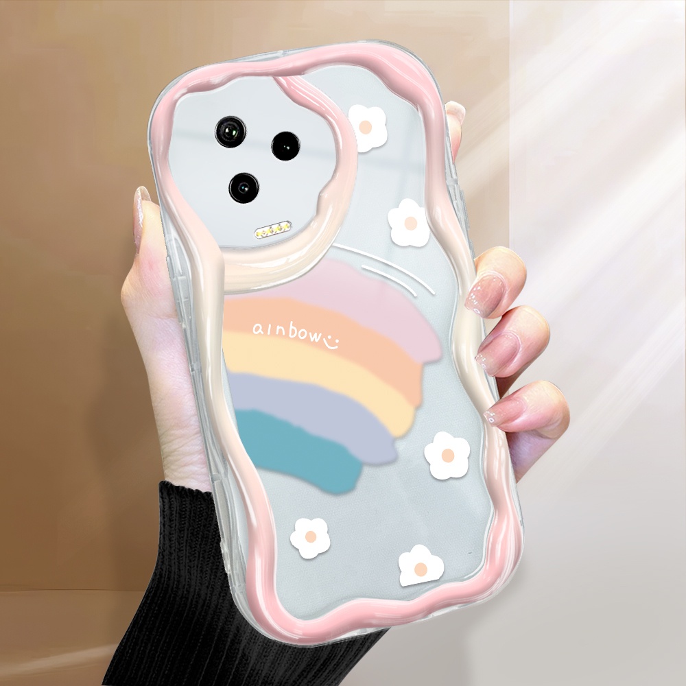 Infinix Note 12 Pro 2023 Untuk Hp Casing Handphone Phone Case Lucky Rainbow Kesing Cassing Cream Border Soft Cover