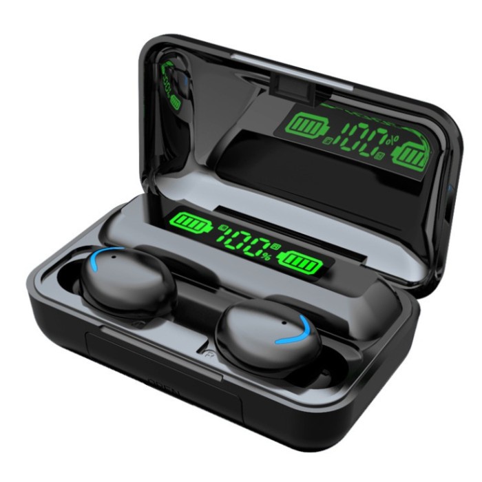 Earphone TWS F9-5 Original Bluetooth Headset Headphone anti Air F9 5 - Hitam