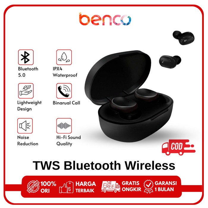 BENCO TWS Headset Bluetooth 5.0 HD Earphone Wireless Touch IPX4
