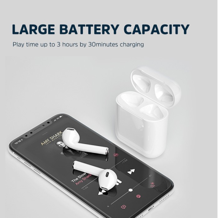 TWS Headset Bluetooth KIVEE inpods 12 Earphone Wireless HIFI Original - Putih