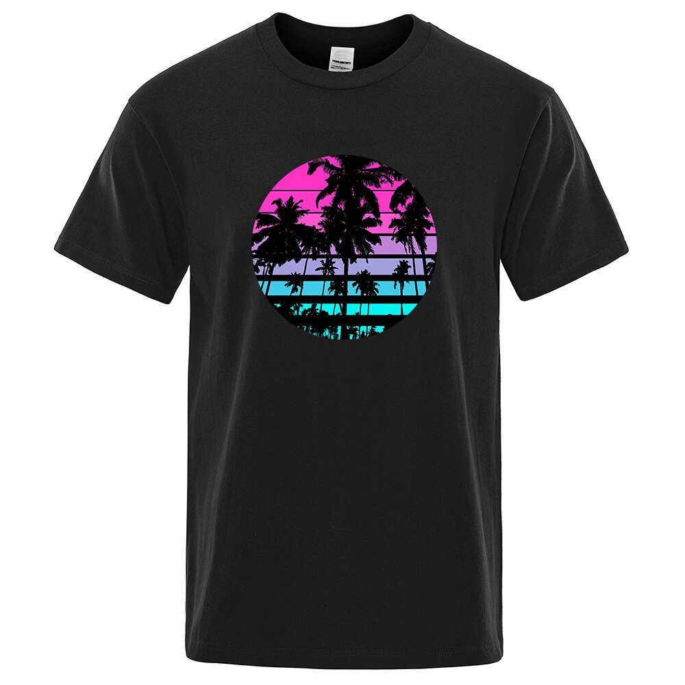 Jemssky Kaus Gaya Pantai Retro 80S 90S Kaus Pria Leher-o Lengan Pendek Kaus Pria Atasan Antik Kaus J