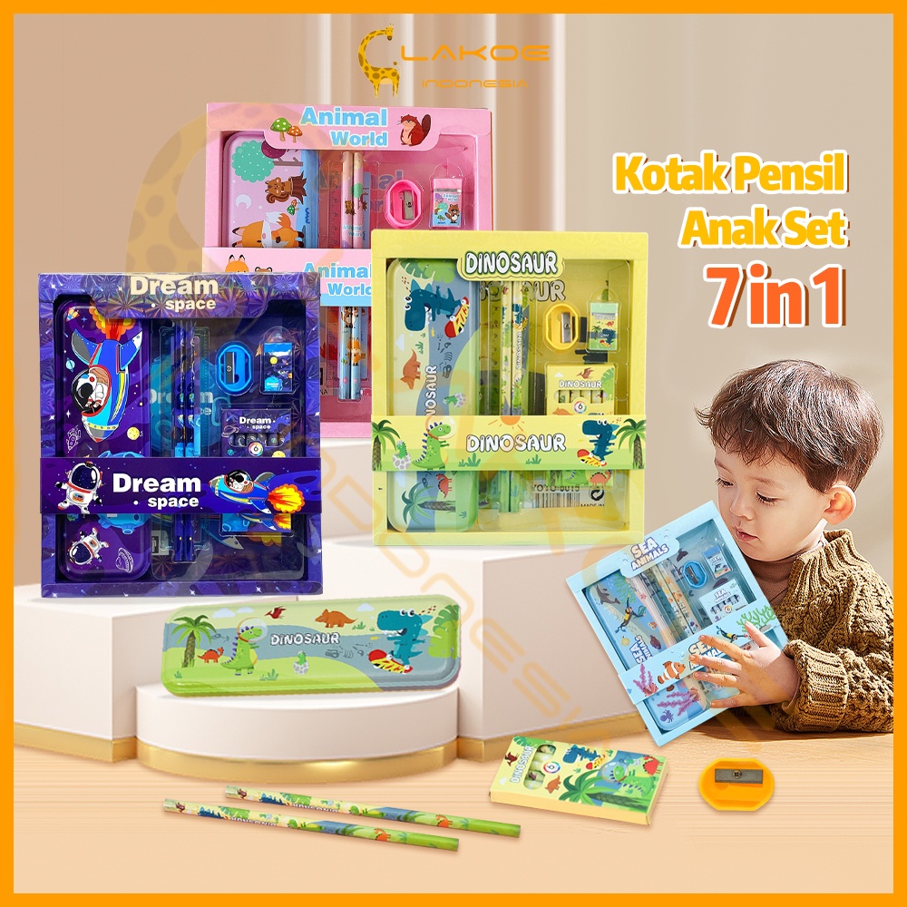 

LAKOE Kotak Pensil Anak Set Stationery/Alat Tulis Kotak Pensil Karakter/Alat Tulis set Lengkap