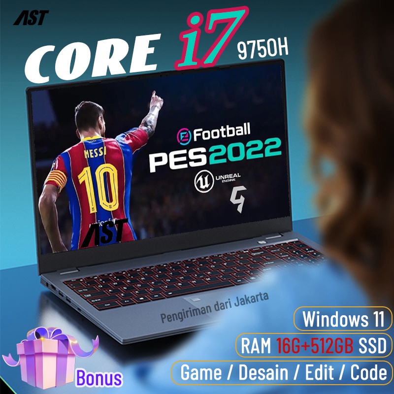 [ Game Laptop]  Laptop Core i7-9750H baru WIN11 RAM 16G+512GB SSD Grafis Intel UHD 15,6‘’ ultra tipi