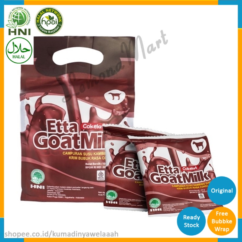 

ETTA GOAT MILK RASA COKELAT 10 SACHET / SUSU KAMBING ETAWA COKELAT HNI HPAI HK0-Lemonamart