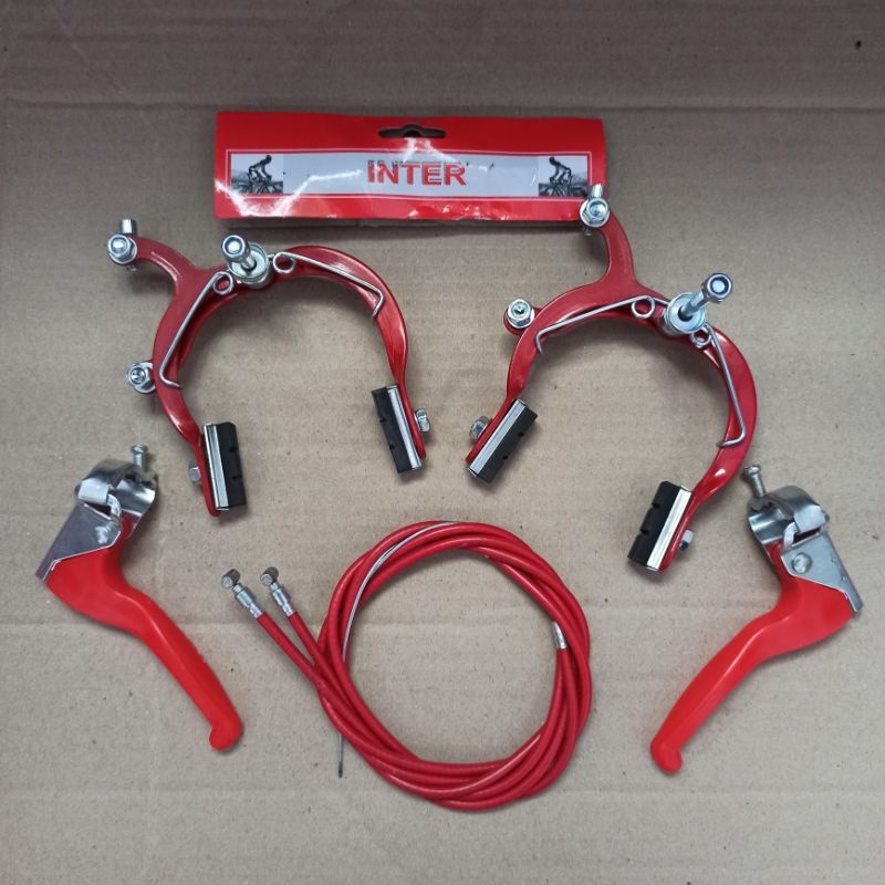 lstr- Rem Komplit Rem Sepeda Anak,BMX,Mini,Jengki,MTB Model U-Brake Komplit Depan Belakang Inter