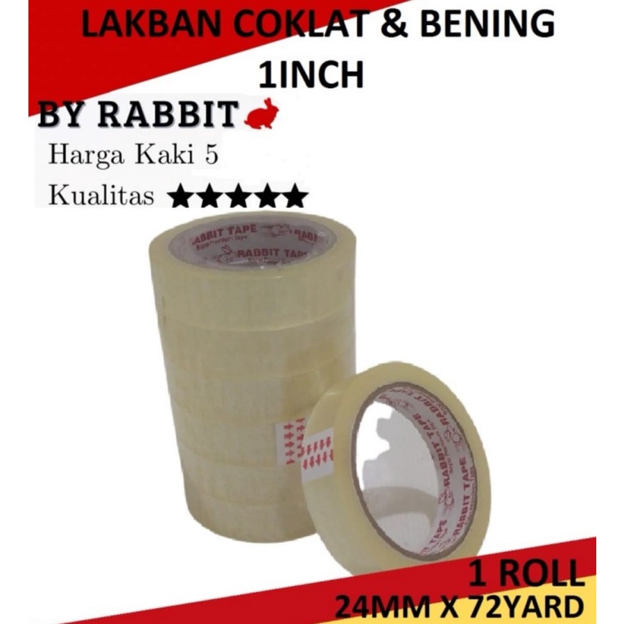 

Lakban Rabbit Besar Jumbo 72 Yard 1 inc Solasi Selotip Isolasi Coklat Bening Daimaru Nachi Murah