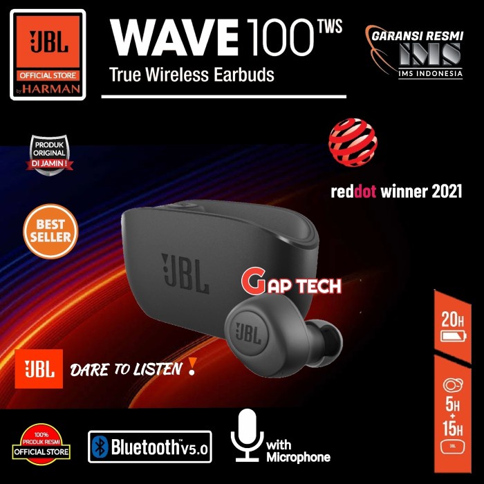 JBL WAVE 100 TWS / WAVE 100TWS / WAVE100 TWS True Wireless Earbuds - BLACK