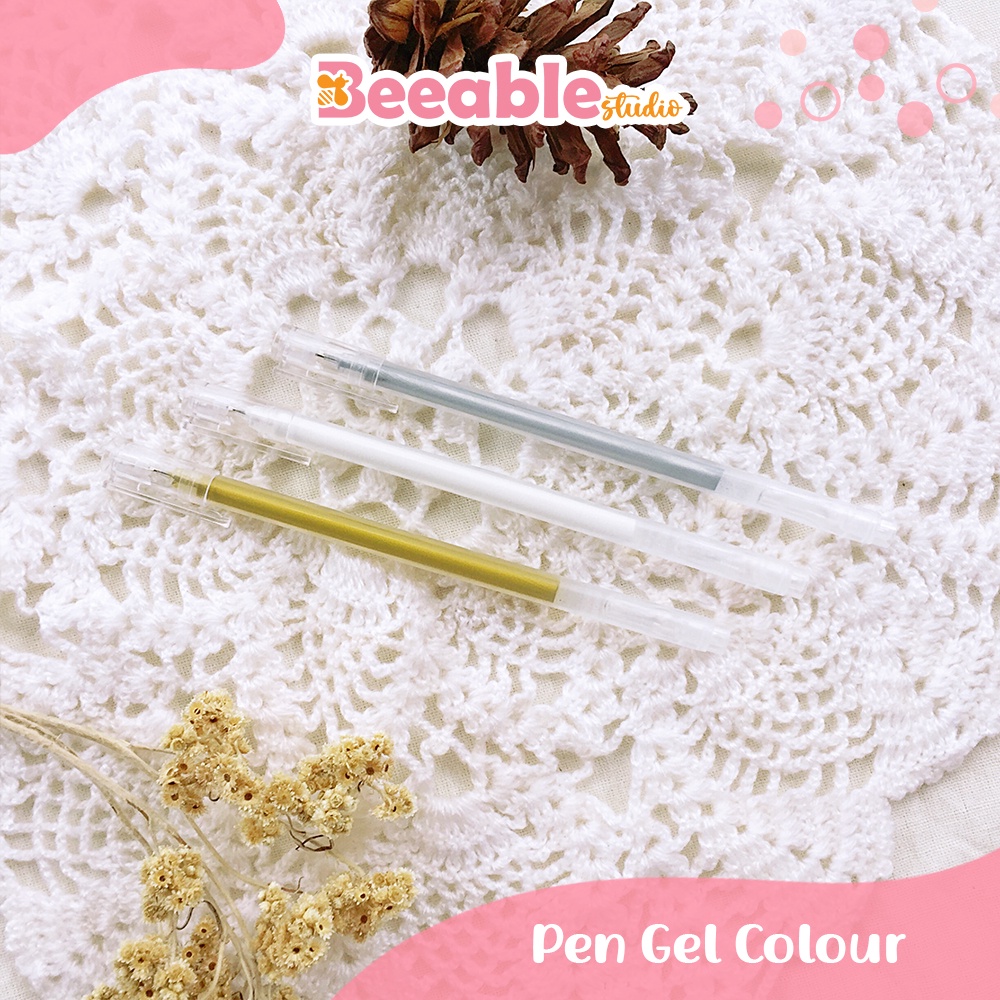 

Beeablestudio | Pen Gel Color Pulpen Warna White Silver Gold Emas Perak Putih